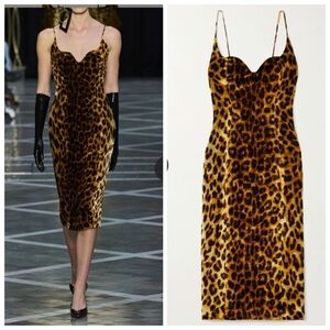 New Halpern Animal Print Silk Blend Sheath Spring '23 Runway Dress 42 FR/10 US